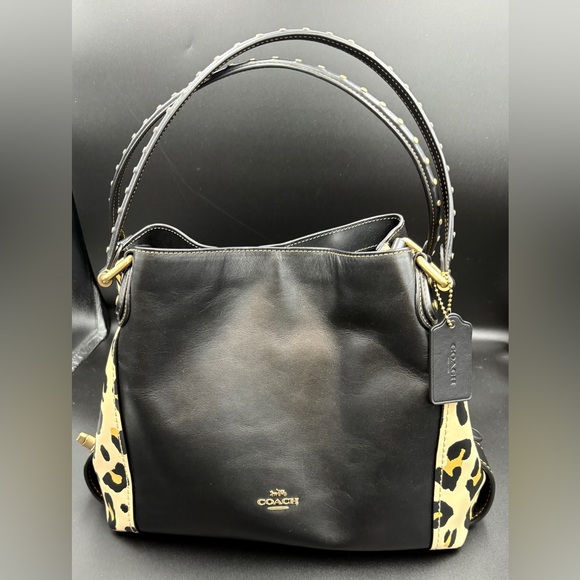 Coach Edie Leopard Print Bag with Black Accents - Picture 1 of 8